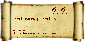Ivánszky Iván névjegykártya